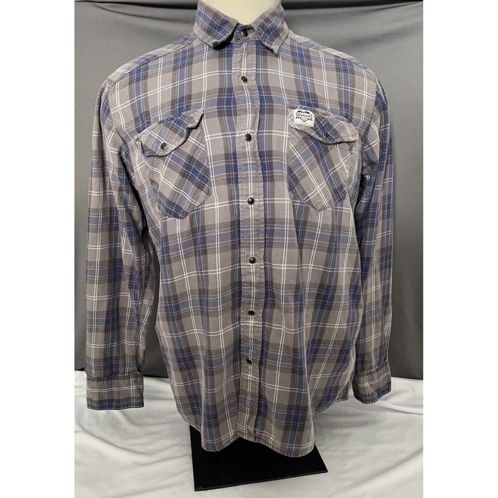 Carhartt Men's Series 1889 Plaid Flannel Shirt With Snaps Size Large Long Sleeve